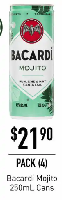 Bacardi di Mojito 250ml Cans