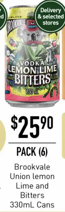 Dan Murphy's Brookvale Union Lemon Lime and Bitters 330ml Cans offer