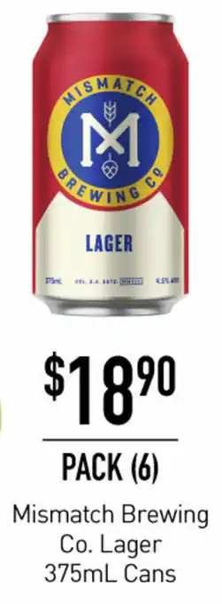 Mismatch Brewing Co. Lager 375ml Cans