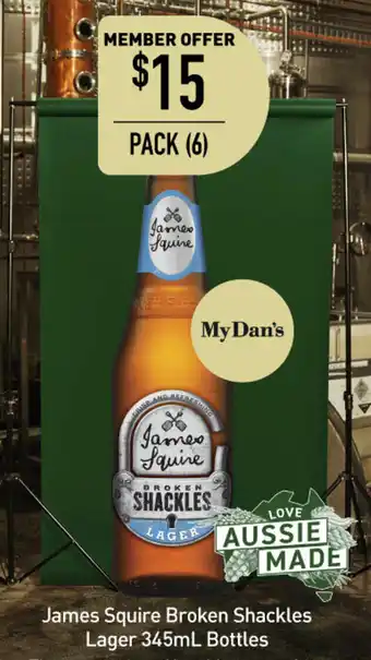 Dan Murphy's James Squire Broken Shackles Lager 345ml Bottles offer