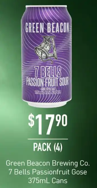 Dan Murphy's Green Beacon Brewing Co. 7 Bells Passionfruit Gose 375ml Cans offer