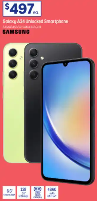 Officeworks Galaxy A34 Unlocked Smartphone offer