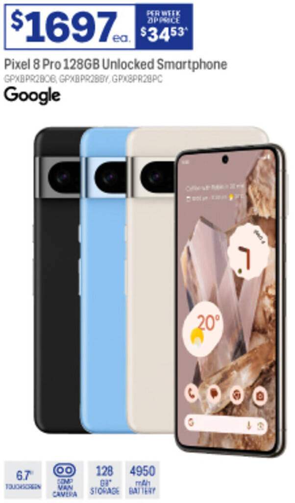 Pixel 8 Pro 128GB Unlocked Smartphone offer at Officeworks