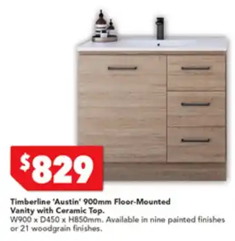 Harvey Norman Timberline 'Austin' 900mm Floor-Mounted Vanity with Ceramic Top offer