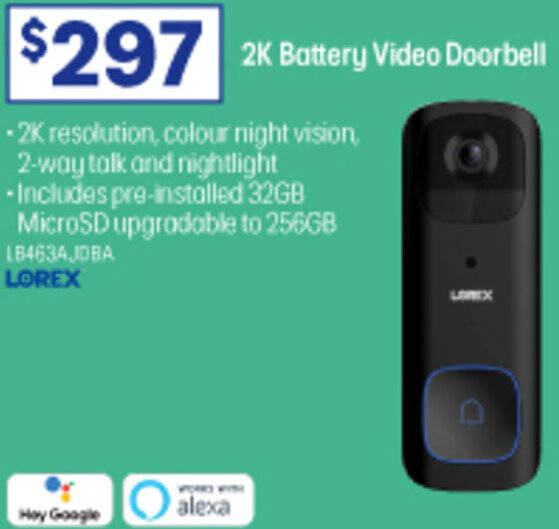 2K Battery Video Doorbell offer at Officeworks