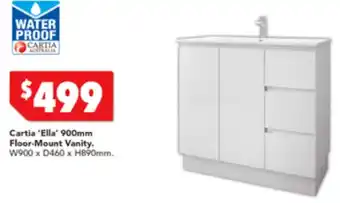 Harvey Norman Cartia 'Ella' 900mm Floor-Mount Vanity W900 x D460 x H890mm offer