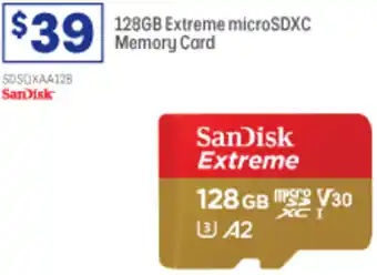 Officeworks 128GB Extreme microSDXC Memory Card offer