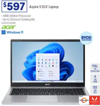 Officeworks Aspire 3 15.6 Laptop offer