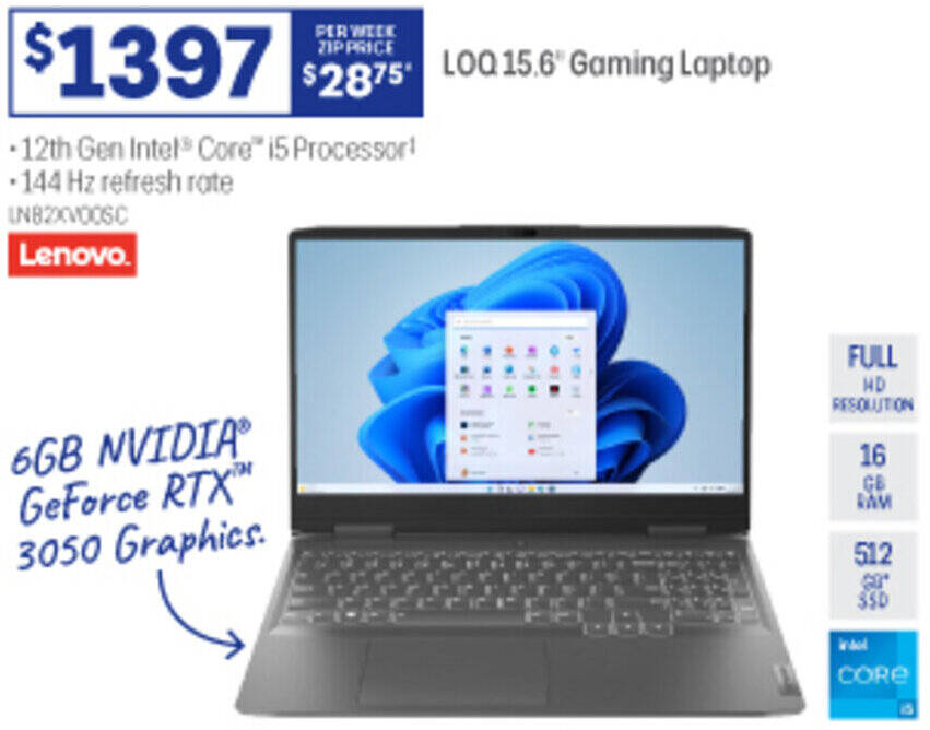 LOQ 15.6" Gaming Laptop offer at Officeworks