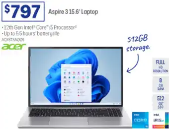 Officeworks Aspire 3 15.6 Laptop offer