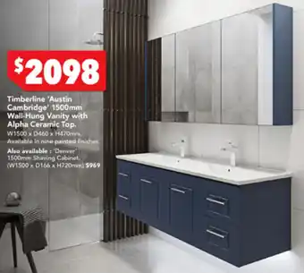 Harvey Norman Timberline 'Austin Cambridge' 1500mm Wall-Hung Vanity with Alpha Ceramic Top offer