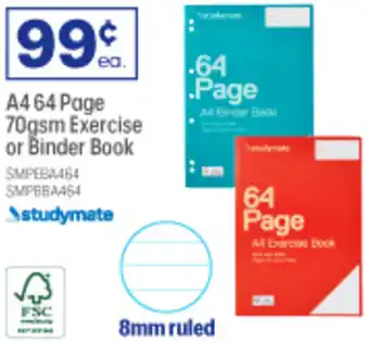 Officeworks A4 64 Page 70gsm Exercise or Binder Book offer
