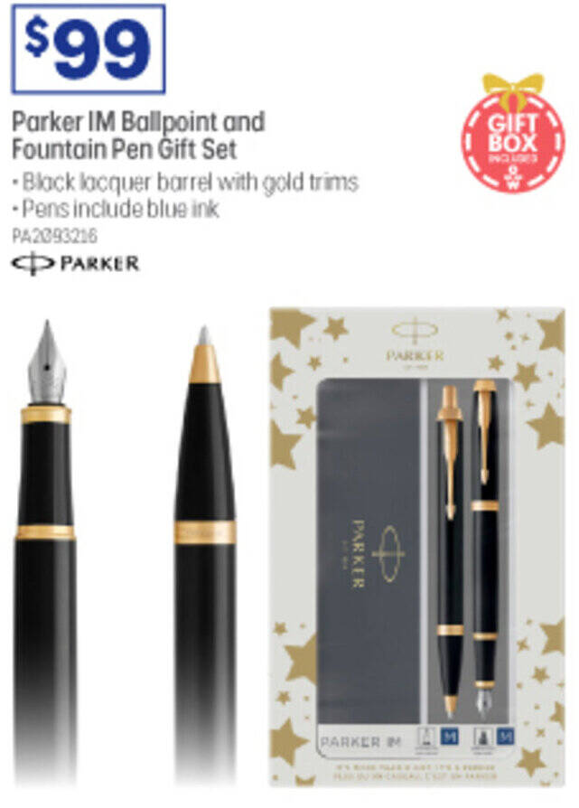 Parker IM Ballpoint and Fountain Pen Gift Set offer at Officeworks