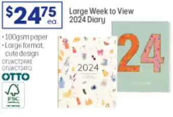 Officeworks Large Week to View 2024 Diary offer