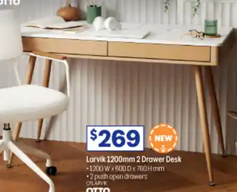 Officeworks Larvik 1200mm 2 Drawer Desk offer