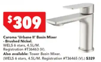 Harvey Norman Caroma 'Urbane II' Basin Mixer offer