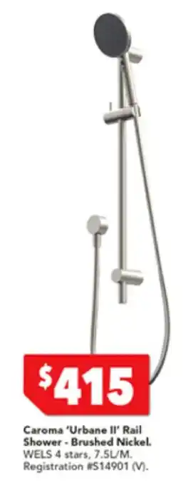 Harvey Norman Caroma 'Urbane II' Rail Shower offer