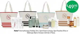 Terry White Natio Aromatherapy Holiday Skin, Spirit Bush Canopy, Spa Paradise Bliss or Wellness Warm Horizon Gift Set 5 Piece offer