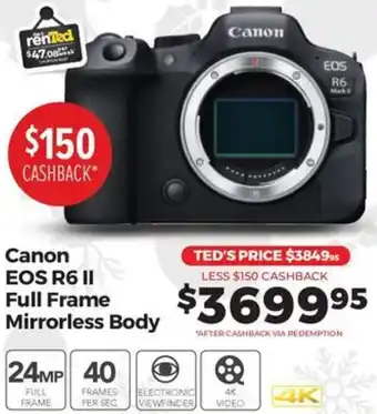 Teds Cameras Canon EOS R6 II Full Frame Mirrorless Body offer