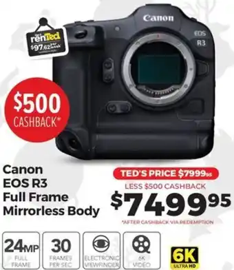 Teds Cameras Canon EOS R3 Full Frame Mirrorless Body offer