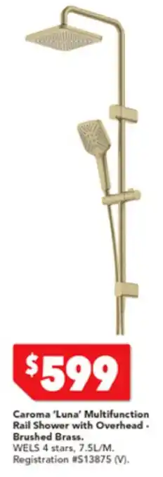 Harvey Norman Caroma 'Luna' Multifunction Rail Shower with Overhead offer