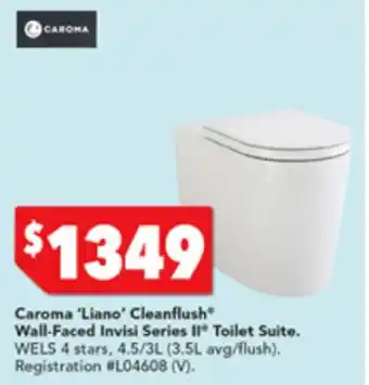 Harvey Norman Caroma 'Liano' Cleanflush Wall-Faced Invisi II Toilet Suite offer