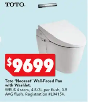 Harvey Norman Toto 'Neorest' Wall-Faced Pan with Washlet offer
