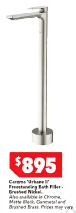 Harvey Norman Caroma 'Urbane II' Freestanding Bath Filler Brushed Nickel offer