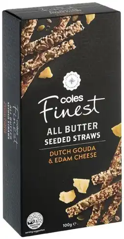 Coles Coles finest butter seeded straws 100g offer