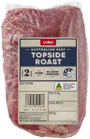 Coles Coles australian no added hormones beef roast topside offer