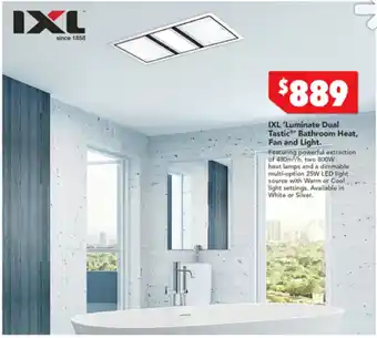 Harvey Norman IXL 'Luminate Dual Tastic' Bathroom Heat, Fan and Light offer