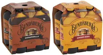 Bundaberg ginger beer or sarsaparilla 4x375ml