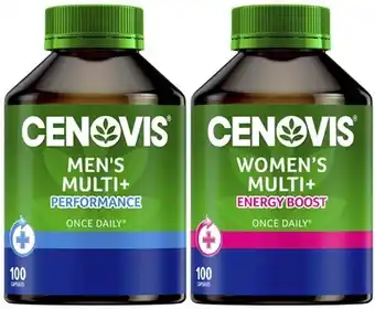 Cenovis once daily men's multi + performance or women's multi + energy boost 100 pack