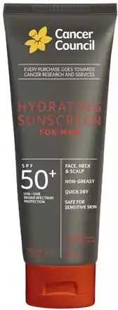 Coles Cancer council mens hydrating sunscreen spf50+ 100ml offer