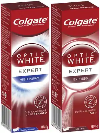 Coles Colgate optic white toothpaste 85g offer