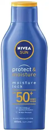 Coles Nivea sun protect & moisture sunscreen spf50+ 400ml offer