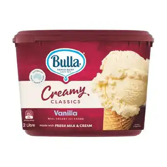Woolworths Bulla creamy classics 2 litre – from the freezer offer