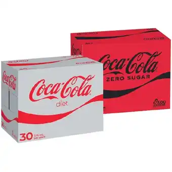 Woolworths Coca-cola classic, zero sugar or diet soft drink varieties 30 x 375ml offer