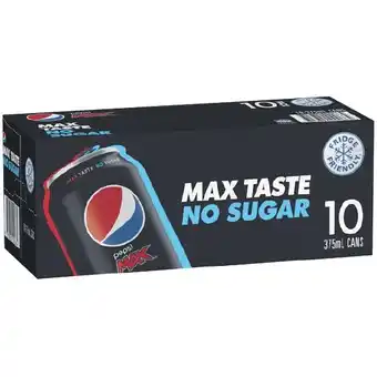 Woolworths Pepsi, solo, mountain dew, schweppes lemonade soft drink varieties, schweppes infused mineral water 10 x 375ml or bubly 8 x 3 offer