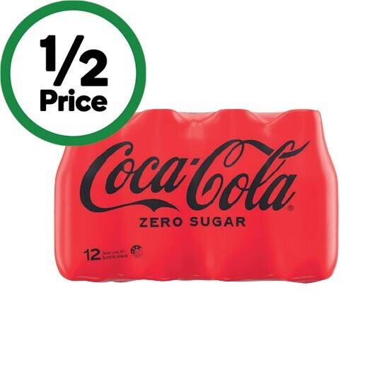 Cocacola classic, zero sugar or sprite zero soft drink varieties 12 x