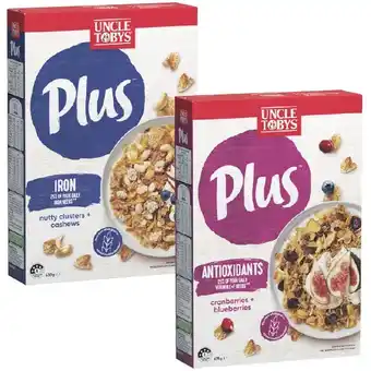 Woolworths Uncle tobys plus cereal 565-705g offer
