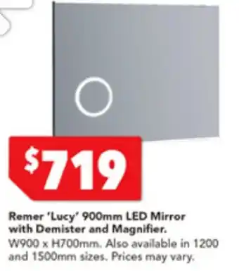 Harvey Norman Remer 'Lucy' 900mm LED Mirror with Demister and Magnifier W900 x H700mm offer