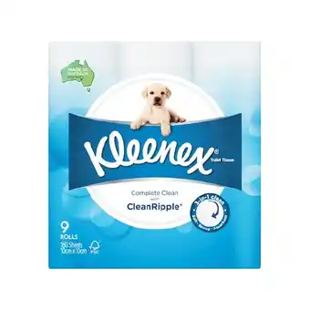 Woolworths Kleenex complete clean toilet tissue pk 9 offer