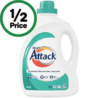 Woolworths Biozet attack laundry liquid 2 litre or powder 2 kg offer