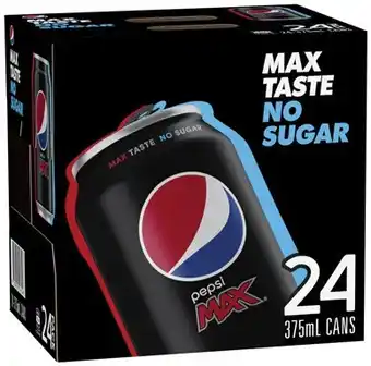 IGA Pepsi, solo or schweppes 24x375ml selected varieties offer