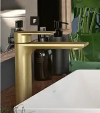 Harvey Norman Caroma 'Urbane II' Mid Tower Basin Mixer in Brushed Brass offer