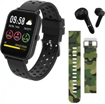 BIG W Dgtec 1.7 smart watch with coloured band and earbuds bundles offer