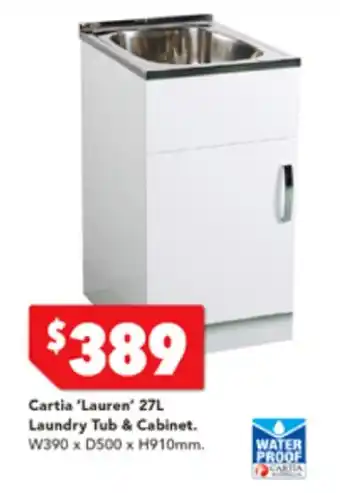 Harvey Norman Cartia 'Lauren' 27L Laundry Tub & Cabinet offer