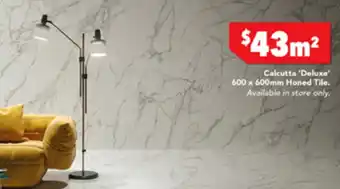 Calcutta 'Deluxe' 600 x 600mm Honed Tile