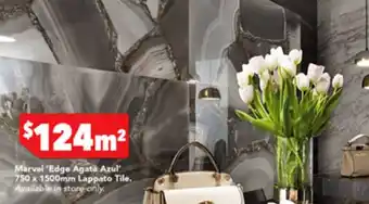 Harvey Norman Marvel 'Edge Agata Azul' 750 x 1500mm Lappato Tile offer